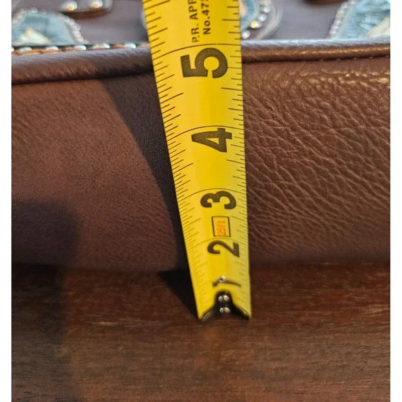 Montana West Buckle Shoulder Tote Purse Concealed Carry Rhinestones Brown Green - Picture 12 of 12